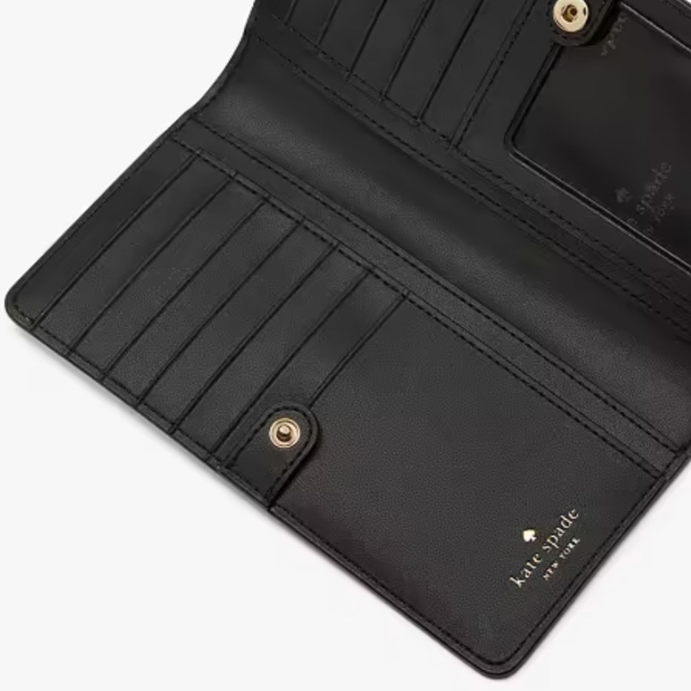 Kate Spade Black Madison Large Slim BiFold Wallet BRAND NEW - Picture 3 of 5